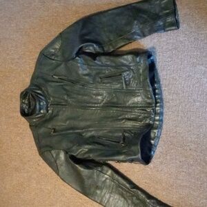 HIMALAYA MOTOR BIKE WEAR LEATHER BIKER JACKET LARGE BLACK